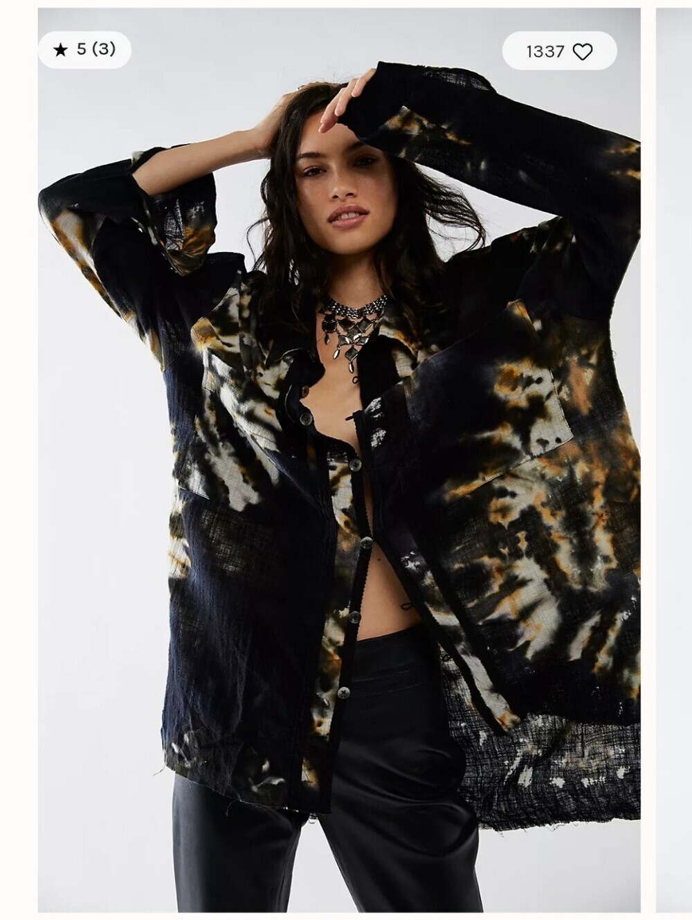 One Teaspoon Hand Printed Tie Dye Longline Stormflower Top